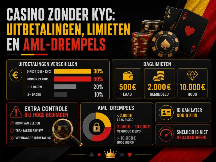 Casino zonder kyc: uitbetalingen, limieten en AML-drempels
